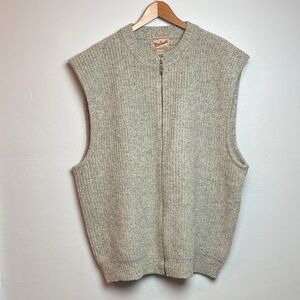 VTG Woolrich Men’s 2XL Heather Gray Full Zip Sweater Vest Wool Blend Fisherman